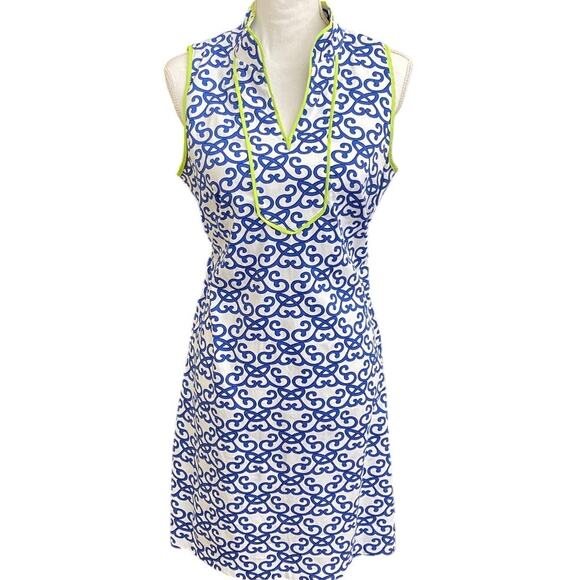 Sleeveless Dress Tunic Neckline Sheath Blue Green Golf Tennis 8 Vince Camuto GUC - Picture 1 of 10